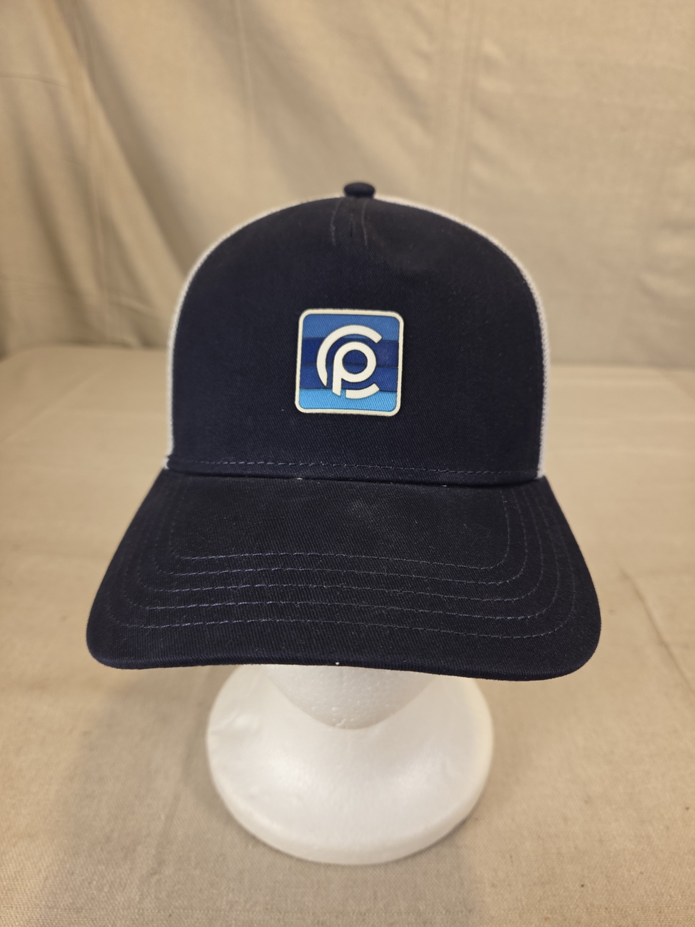 American Needle Trucker Hat Mesh Snapback Blue White Adjustable